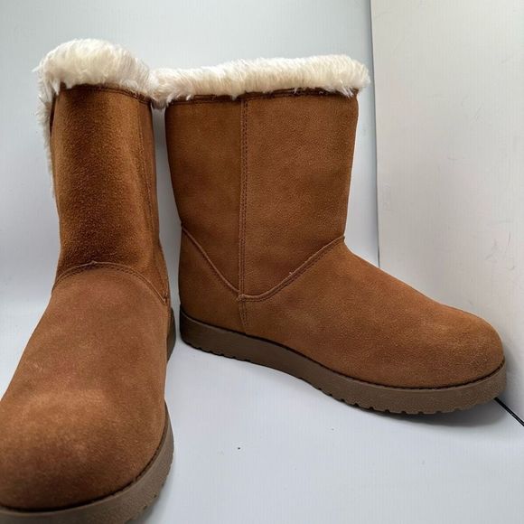 CUSHIONAIRE Women's pull on boot +Memory Foam 8 TAN - Picture 6 of 7